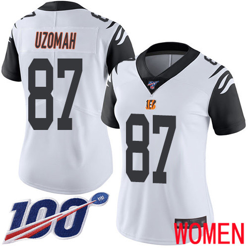 Cincinnati Bengals Limited White Women C J Uzomah Jersey NFL Footballl 87 100th Season Rush Vapor Untouchable